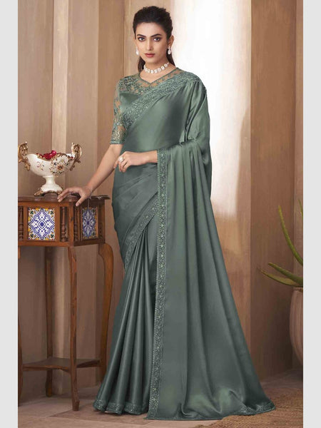 Green Saree - Art Silk Embroidery