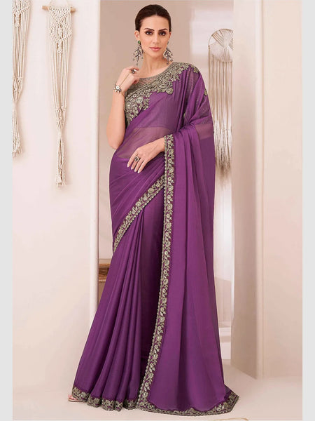 New Saree - Georgette Silk Embroidery