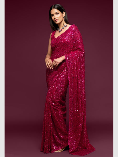 Georgette Saree - Georgette Embroidery & Sequin