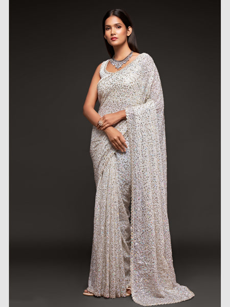 Georgette Saree - Georgette Embroidery & Sequin