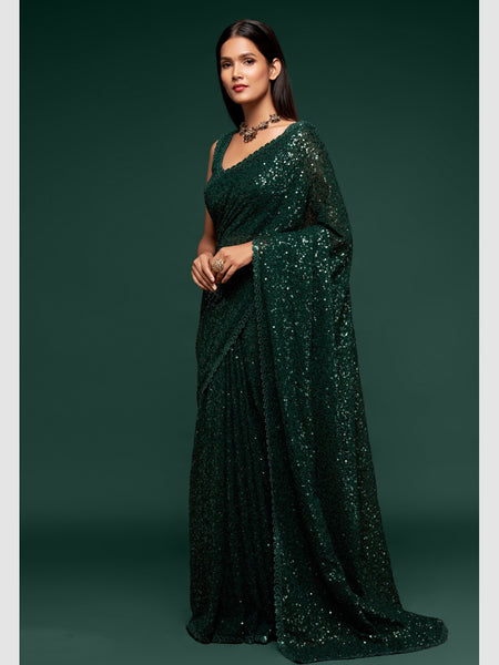 Georgette Saree - Georgette Embroidery & Sequin