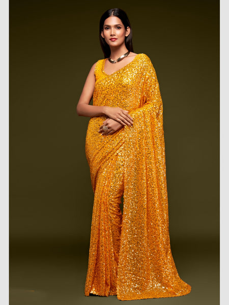 Georgette Saree - Georgette Embroidery & Sequin