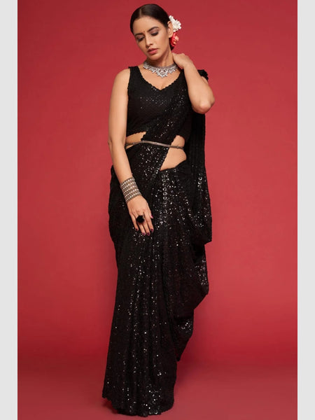 Georgette Saree - Georgette Embroidery & Sequin