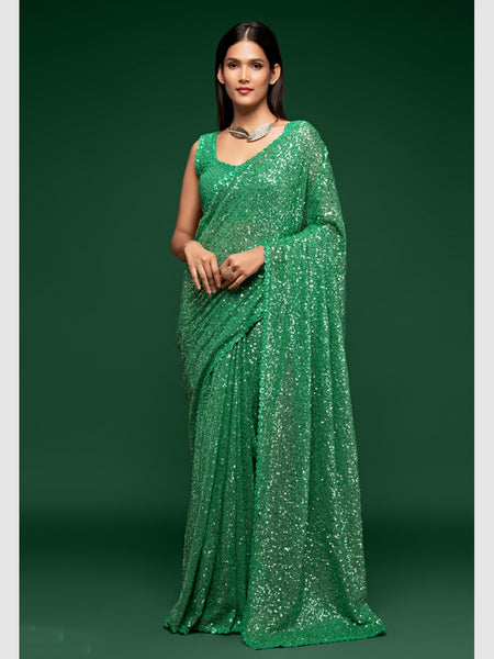 Georgette Saree - Georgette Embroidery & Sequin
