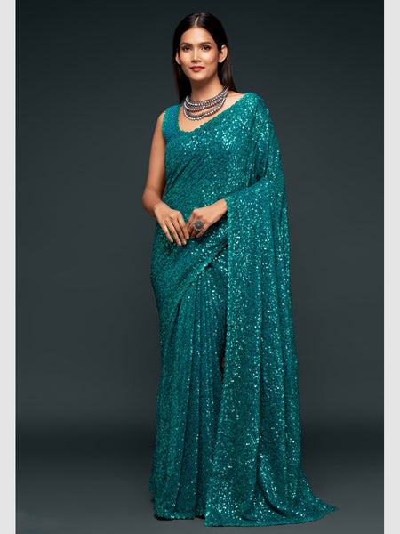 Georgette Saree - Georgette Embroidery & Sequin