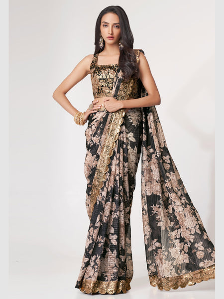 New Saree - Organza Sequins Embroidery