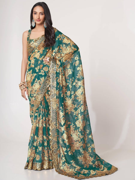 New Saree - Organza Sequins Embroidery