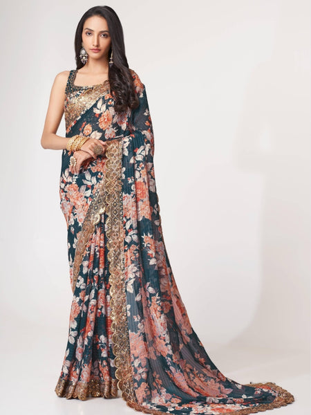 New Saree - Organza Sequins Embroidery