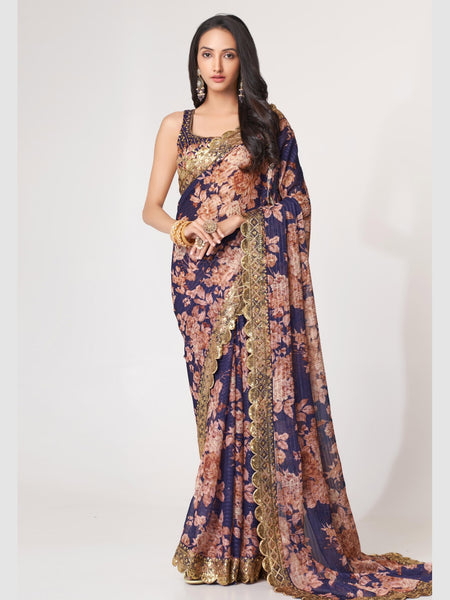 New Saree - Organza Sequins Embroidery