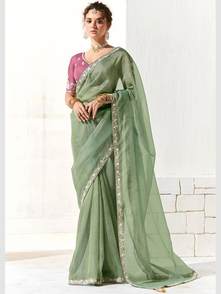 New Saree - Embroidered Organza Tissue