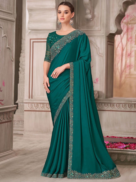 New Saree - Sartin Silk Embroidery