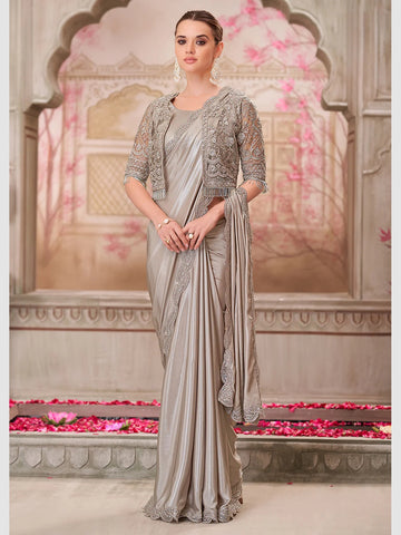 Net & Silk Embroidery Saree