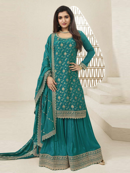  Salwar Kameez - Chinon Jacquard Embroidery