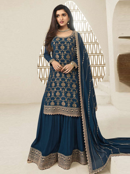 Pant Salwar Kameez - Chinon Jacquard Embroidery