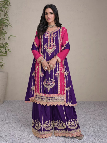 Straight Indian Dress - Real Chinon Embroidery
