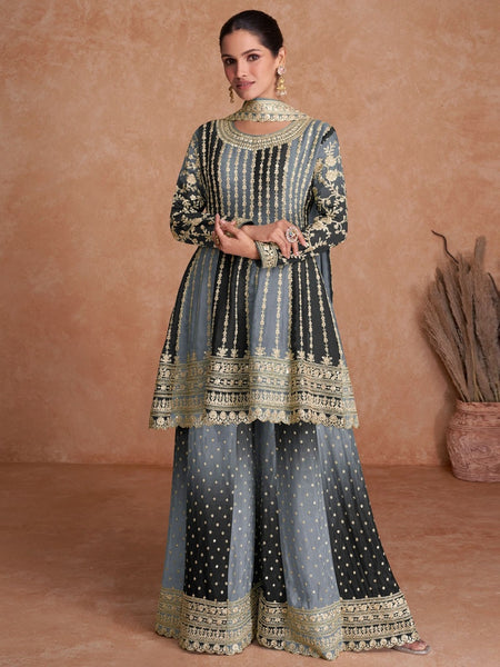 Straight Indian Dress - Embroidery on Real Chinon