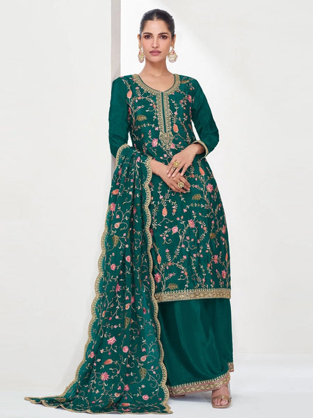 Green Indian Dress - Premium Chinnon Silk