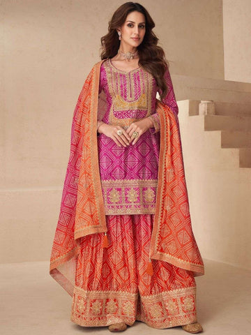 Embroidered Chinon Silk Salwar Kameez