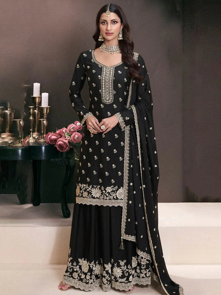  Salwar Kameez - Embroidered Thread Chinon