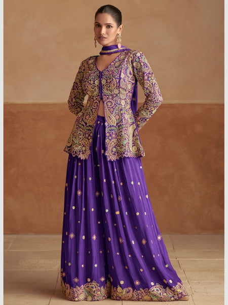 Indian Dress - Embroidered Chinon Silk