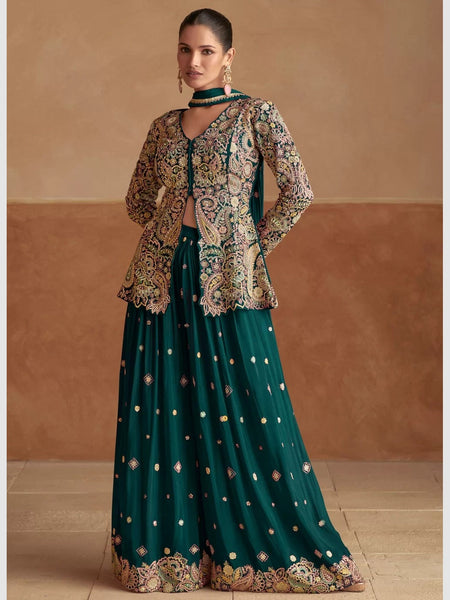 Indian Dress - Embroidered Chinon Silk