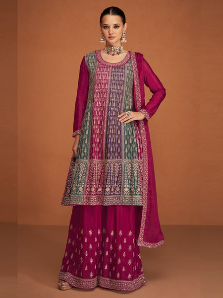  Salwar Kameez - Embroidered Premium Chinnon Silk