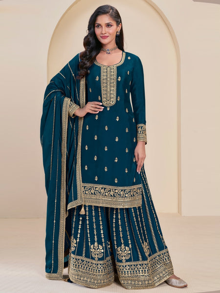  Salwar Kameez - Embroidered Thread Chinon