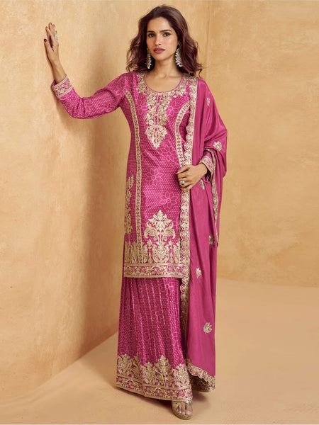 Party Salwar Kameez - Premium Chinon Silk