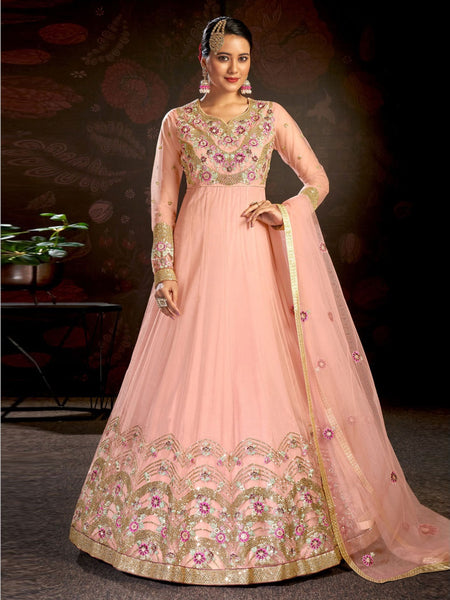 Net Salwar Kameez - Butterfly Net - Anarkali