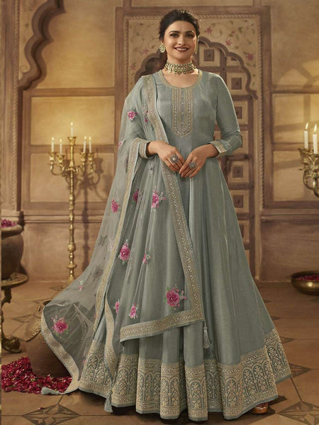  Salwar Kameez - Embroidered Art Silk - Anarkali