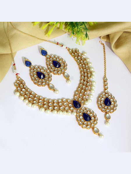 Necklace Indian Jewelry - Kundan Necklace with Tikka