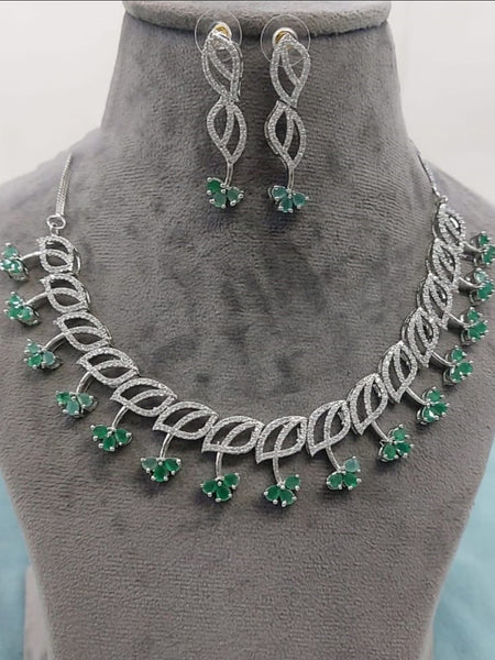 Zirconia Indian Jewelry - Zirconia Stones Necklace & Earrings