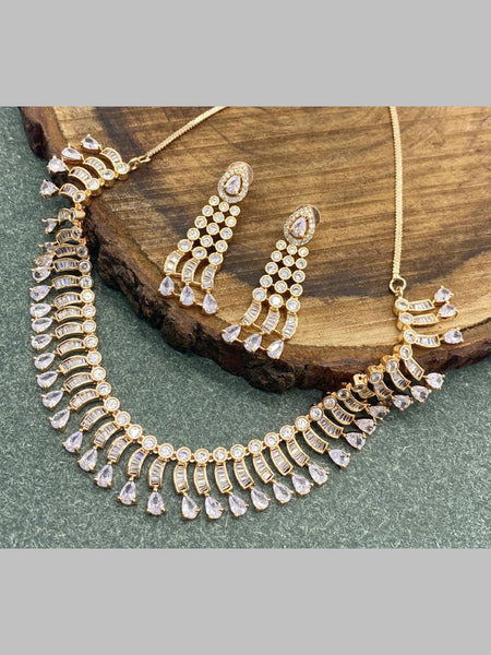 Zirconia Indian Jewelry - Zirconia Stones Necklace & Earrings