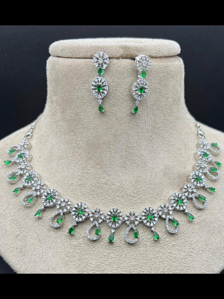 Zirconia Indian Jewelry - Zirconia Stones Necklace & Earrings