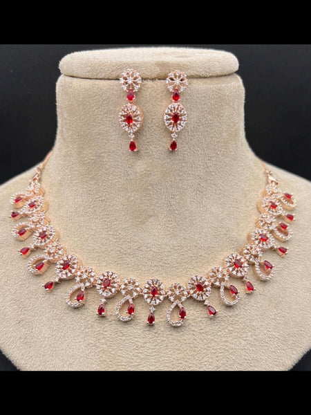 Zirconia Indian Jewelry - Zirconia Stones Necklace & Earrings