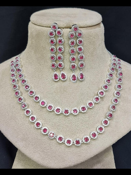 Indian Jewelry - Zirconia Stones Necklace & Earrings