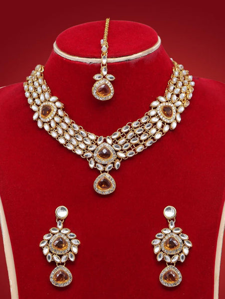 Necklace Indian Jewelry - Kundan Necklace with Tikka