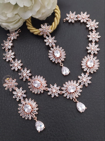 Zirconia Indian Jewelry - Zirconia Stones Necklace & Earrings