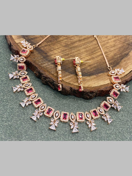Zirconia Indian Jewelry - Zirconia Stones Necklace & Earrings