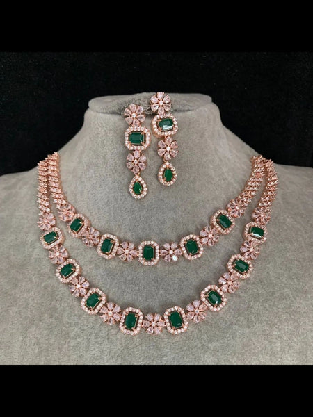 Zirconia Indian Jewelry - Zirconia Stones Necklace & Earrings