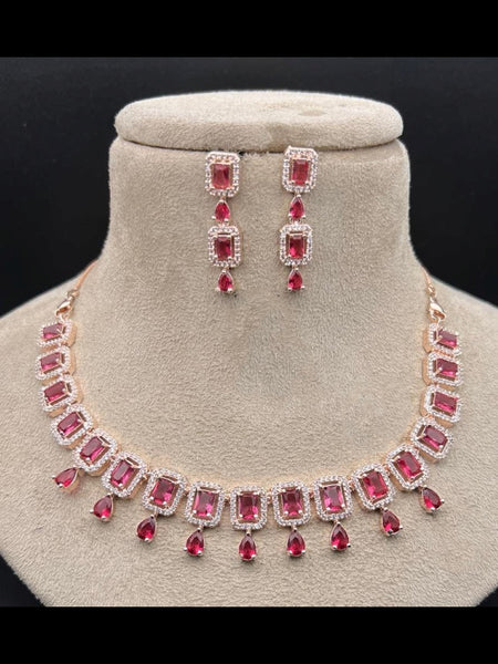  Indian Jewelry - Zirconia Stones Necklace & Earrings