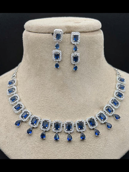 Zirconia Indian Jewelry - Zirconia Stones Necklace & Earrings