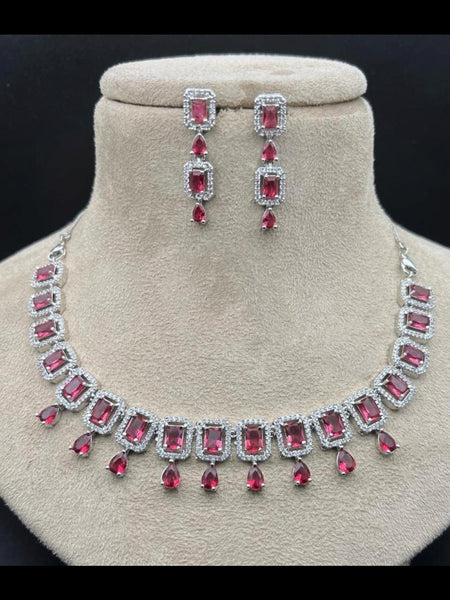 Zirconia Indian Jewelry - Zirconia Stones Necklace & Earrings