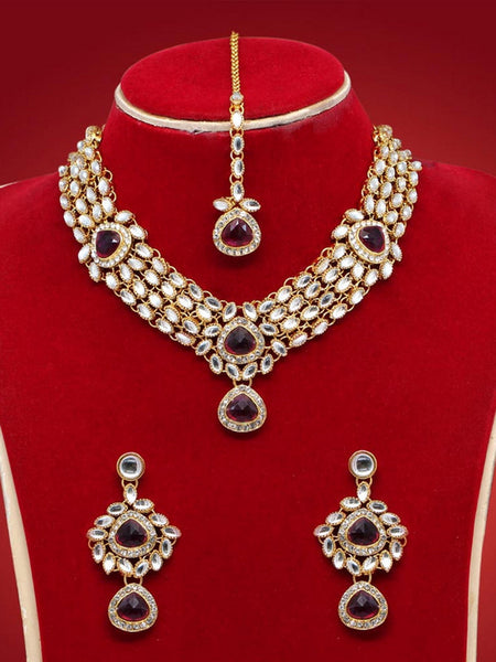Necklace Indian Jewelry - Kundan Necklace with Tikka