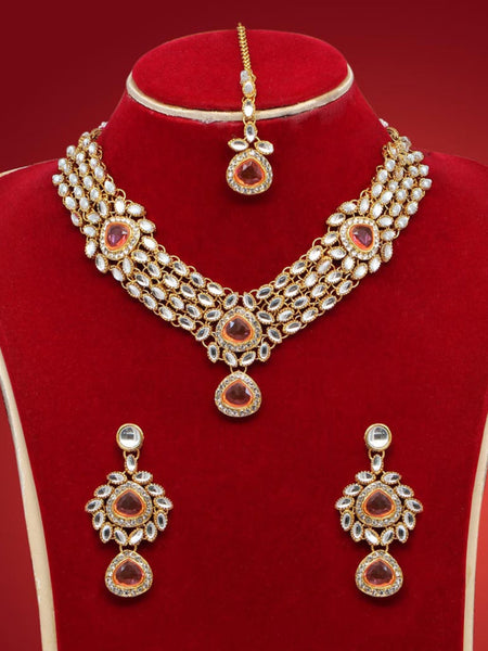 Necklace Indian Jewelry - Kundan Necklace with Tikka