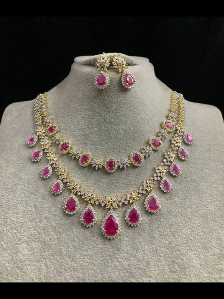 Zirconia Indian Jewelry - Zirconia Stones Necklace & Earrings