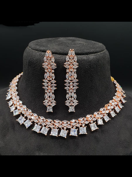Zirconia Indian Jewelry - Zirconia Stones Necklace & Earrings