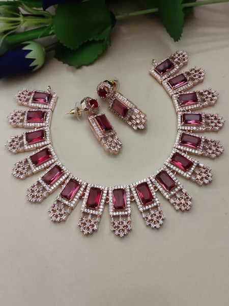  Indian Jewelry - Zirconia Stones Necklace & Earrings