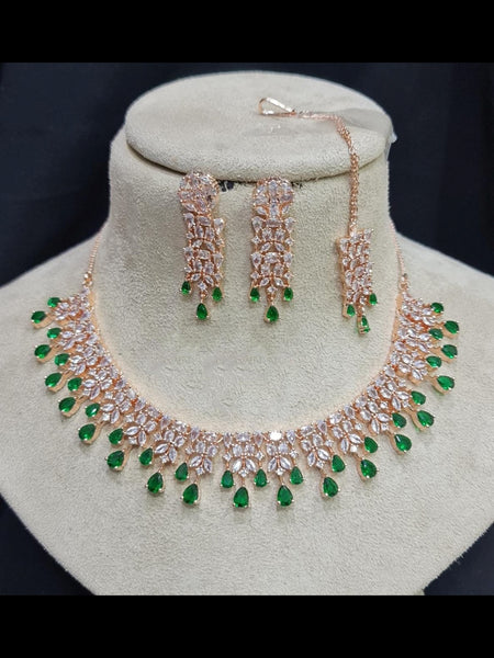Zirconia Indian Jewelry - Zirconia Stones Necklace & Earrings