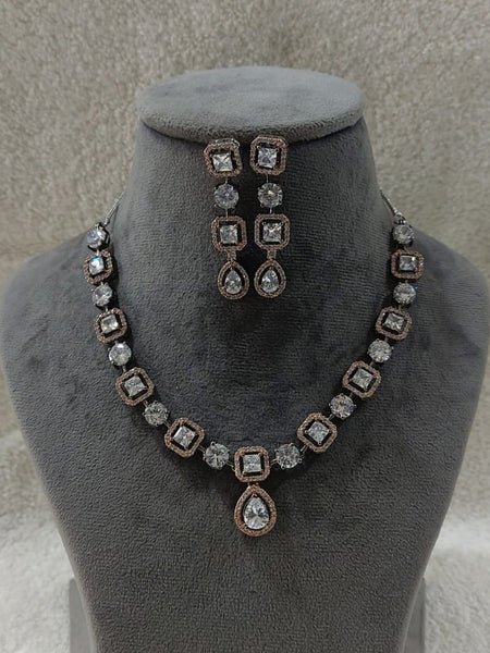 Zirconia Indian Jewelry - Zirconia Stones Necklace & Earrings